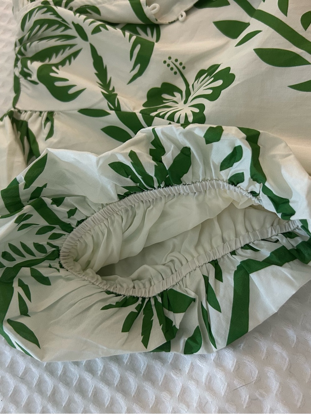 GiGiO Collection Cream dress with Green Botanical Motif - Picture 5 of 10